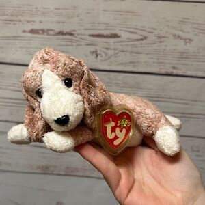 Ty Beanie Babies Brown and White Stuffed Dog - Sniffer